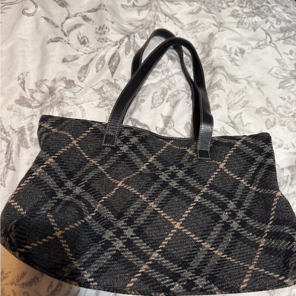 Burberry Black and Brown Plaid Tote